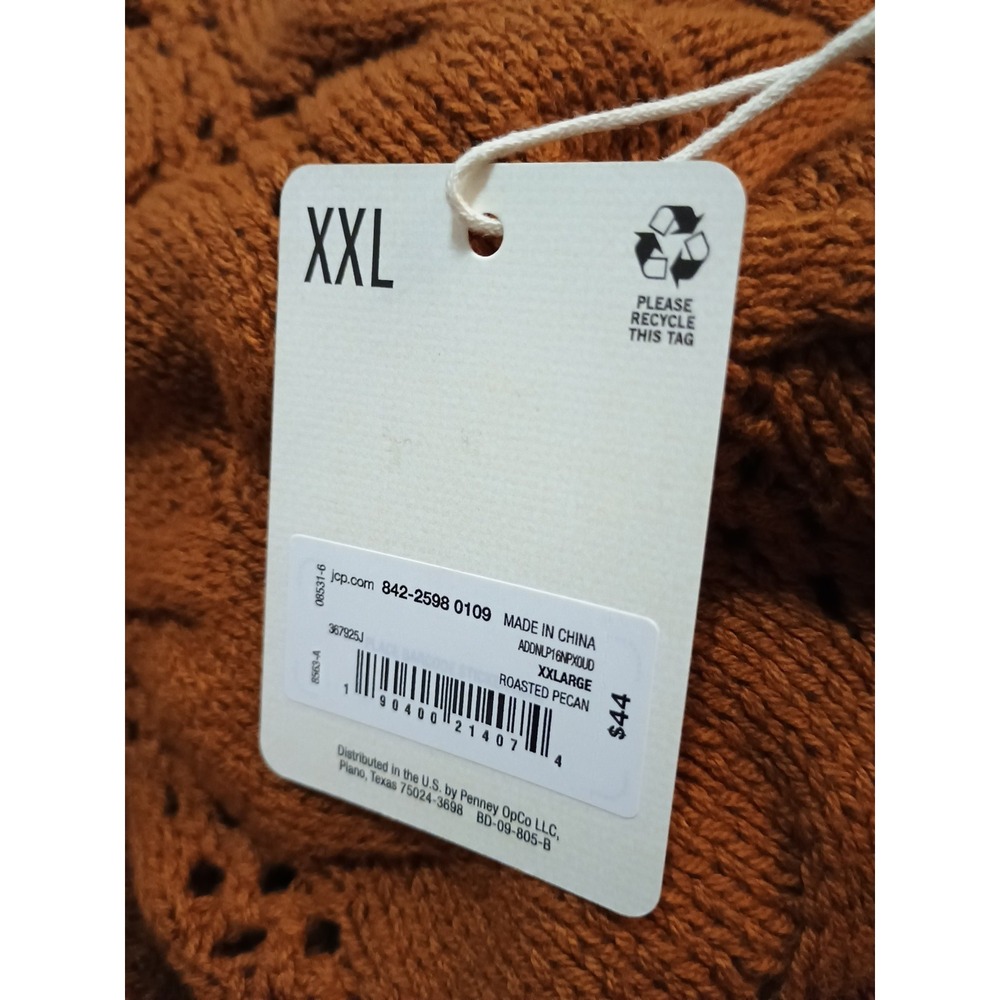 NWT a.n.a Womens Long Sleeve Tie‎ Neck Pullover Sweater XXL Roasted Pecan - Picture 3 of 5